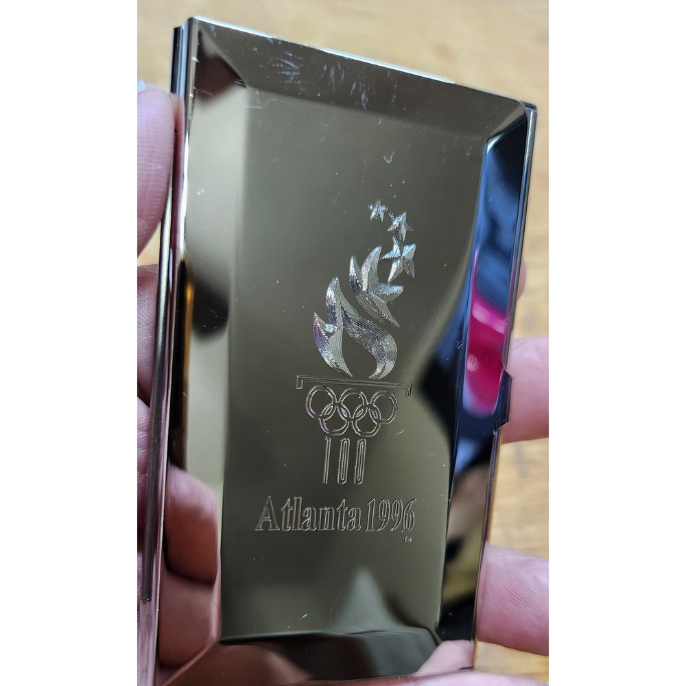 Reed & Barton Atlanta 1996 Olympic Centennial Business Card Case Silver Tone 689
